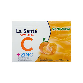 Vitamina C + Zinc La Santé Sabor Mandarina Caja x 144 Tabletas  