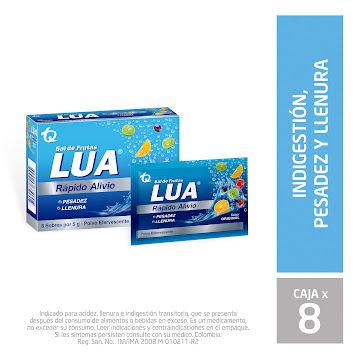 Sal De Frutas Lua Simeticona + Bicarbonato de Sodio Caja x 8 Sobres  