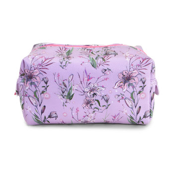 Cosmetiquera Novaway   Morada Diseño Estampado Floral X1 Und 