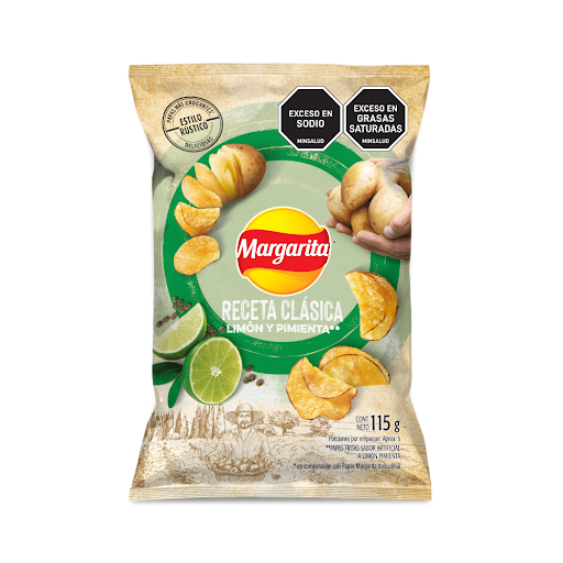 Pasabocas Margarita Papas Receta Clas Limón Pimienta Negra x 115 gr