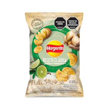 Pasabocas Margarita Papas Receta Clas Limón Pimienta Negra x 115 gr  