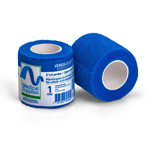 VENDA ELASTICA COHESIVA NO TEJIDA 2X5 AZUL (PAQ X2) MEDSUP PAQUETE x 2 Venda elástica no tejida, autoadherente y ligera, que se adhiere a sí misma sin pegarse a la piel ni a otros materiales. Es transpirable, hipoalergénica y fácil de aplicar, ideal para compresiones, in