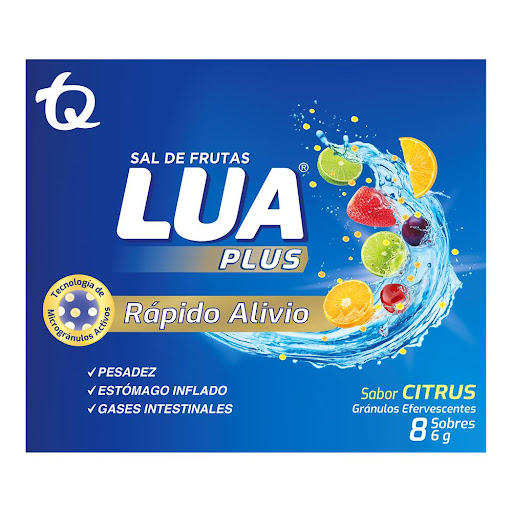 Sal de Frutas Lua Plus Bicarbonato de Sodio + Simeticona 0.1gr/2.83gr TQ Caja x 8 Sobres