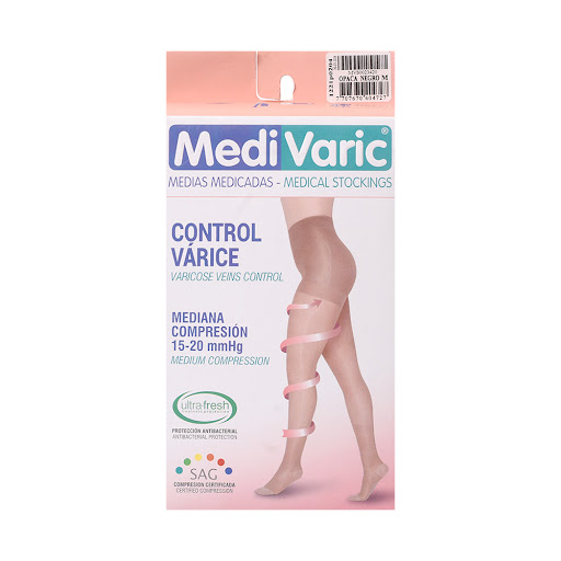 Medias De Compresión Medivaric Mediana Cadera Dama 15-20 Negro M x 1 und