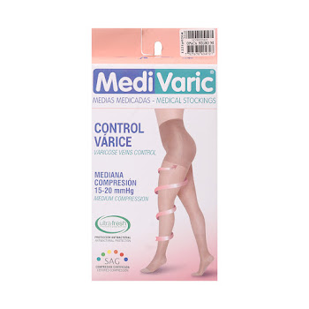 Medias De Compresión Medivaric Mediana Cadera Dama 15-20 Negro M x 1 und  