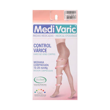 Medias De Compresión Medivaric Mediana Cadera Dama 15-20 Negro M x 1 und  