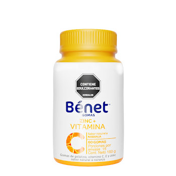 Benet Gomas Zinc + Vitamina C Sin Azúcar Frasco x 150 gr  