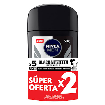 Oferta Desodorante Nivea Men Invisible Black & White 48h x 2 unidades x 50 gr c/u  