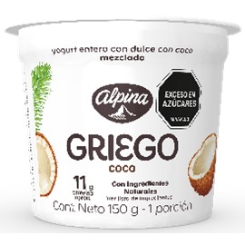 Yogurt Griego Alpina Coco Frasco x 150 gr  