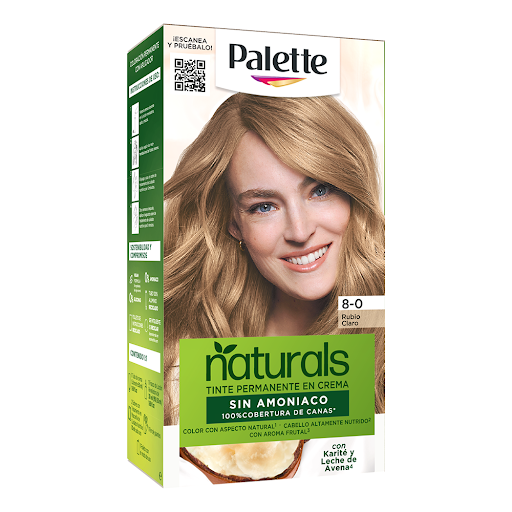 Tinte Palette Naturals Sin Amoniaco 8-0 Rubio Claro Caja x 1 und