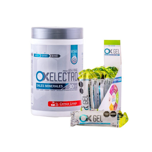 Combo Energía Hidratante Ox Electro Cereza Limón + Ox Gel Limón con Cafeina Ox Sports Nutrition Envase plástico x 2 Hidratante Ox Electro

- Más resistencia, menos fatiga: Con el equilibrio de electrolitos que tu cuerpo necesita
- Energía constante y estable: 30 g de carbohidratos de liberación rápida
- Cuidado mus