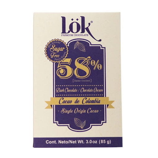 Chocolatina Lok 58% Cacao De Colombia Single Origin Cacao x 85 gr