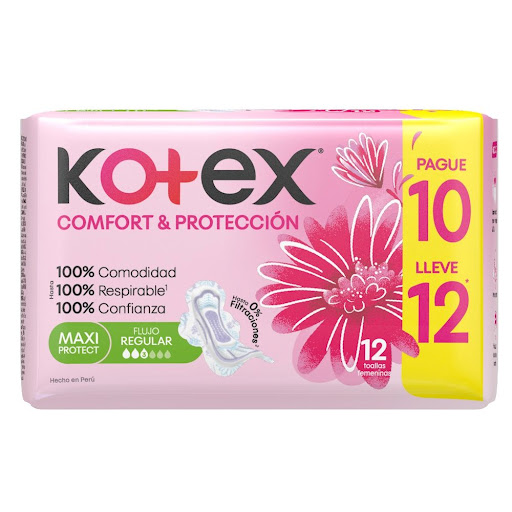 Toalla Higienica Kotex Dia Maxi Protect Paquete x 12 und