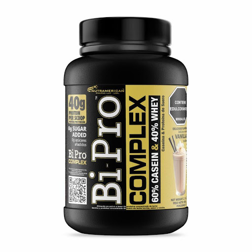 Bipro Complex 2.1 lb Caseina + Proteina NUTRAMERICANPHARMA Tarro x 2.1 Lb (935g) Bipro Complex, es un producto compuesto de una matriz de proteínas lácteas con 40% proteínas del suero y 60% caseína.