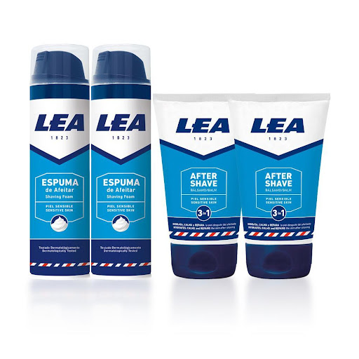 Pack x4 Lea Espuma + Bálsamo Afeitado Clásico LEA Frasco x 4 La espuma de afeitar LEA es una espuma cremosa que hidrata y suaviza las capas superficiales de la piel y permite un afeitado rápido, cuidadoso y confortable. Su alto contenido en Glicerina mejora  el