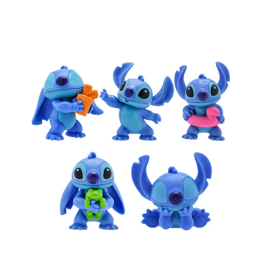 Pack de 5 Figuras Coleccionables de Stitch Disney Disney Caja x 5 ĦLleva a casa las aventuras de Lilo y Stitch con el Pack de 5 Figuras Coleccionables de Stitch de Disney! Este set incluye cinco figuras detalladas de tus personajes favoritos, perfectas para jugar o 
