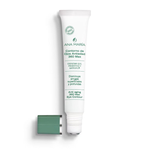 CONTORNO DE OJOS ANA MARIA ANTIEDAD 360 MAX ENVASE X 15 ML ANA MARIA  x 1 UND Contorno de ojos antiedad con acción 360 en líneas de expresión para una mirada radiante. Piel más firme y más densa, contiene Q10, Matrixyl� y Prebiótico que fortalece la barrera de la piel delgada d