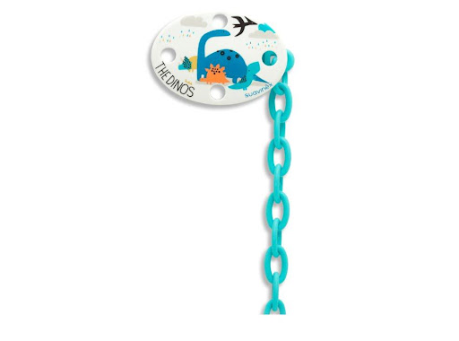 Broche Dinos Suavinex Caja x 1 Permite sujetar el chupete a la ropita, evitando que caiga al suelo y se ensucie o se pierda.