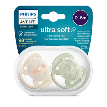 Chupo Entretención Avent Ultra Soft 0-6m Tucán/Hojas x 2 und  