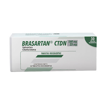 BRASARTAN CTDN 160/25MG TABLETAS CAJA X30TAB. FARMA VALSARTAN CLORTAL   