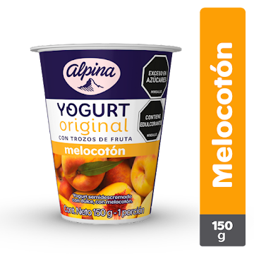 Yogurt Alpina Original Trozos De Fruta Melocotón x 150 gr  