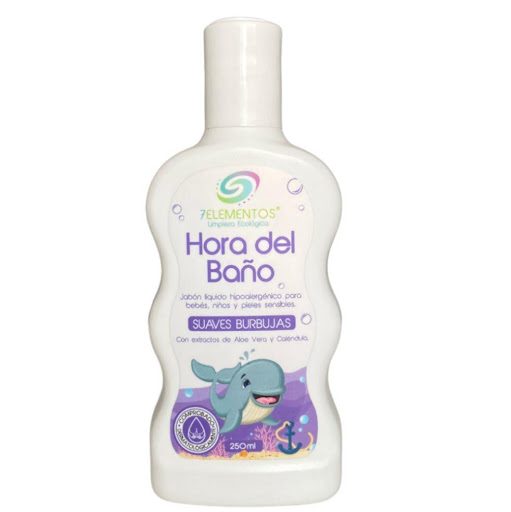 HORA DEL BAÑO, 7 ELEMENTOS, JABON HIPOALERGENICO Y DERMATOLOGICAMENTE COMPROBADO, 250 ML 7 ELEMENTOS 250 ML x 1 Jabón líquido Hipoalergénico, comprobado Dermatológicamente para usar en manos y cuerpo.
Formulado con ingredientes de origen natural que no alteran el pH de la piel manteniéndola fresca, suave e hidr