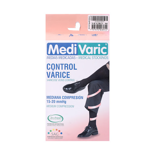 Medias De Compresión Medivaric Mediana Calcetin 15-20 Negro M x 1 und
