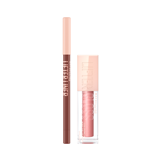 Combo Lápiz Delineador de Labios Lifter Liner Maybelline Let's Bounce + Brillo Labial Pack x 2 und
