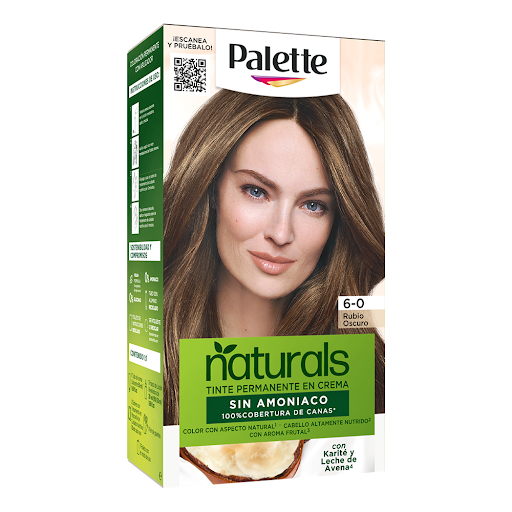 Tinte Palette Naturals Sin Amoniaco 6-0 Rubio Oscuro Caja x 1 und