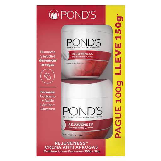 Crema Ponds Rejuveness Anti-Arrugas x 100 gr + Crema Ponds Rejuveness x 50 gr