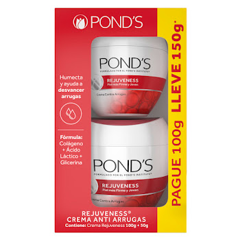 Crema Ponds Rejuveness Anti-Arrugas x 100 gr + Crema Ponds Rejuveness x 50 gr  