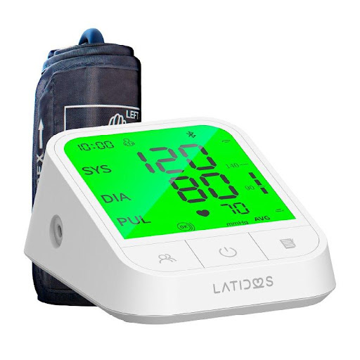 TENSIOMETRO LATIDOS CON BLUETOOH-30C GMD  x 1 Monitor de presión arterial de brazo con capacidad para dos usuarios y almacenamiento de hasta 120 mediciones por usuario. Cuenta con altavoz, pantalla retroiluminada con cuatro colores según los está