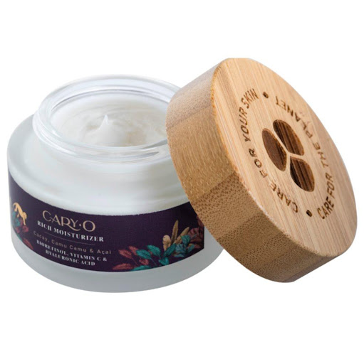 Crema Facial, Aceite de Cacay + Ácido Hialurónico + Vitamina C X 50mL CaryO Frasco de vidrio x mL Crema facial con aceite de Cacay, ácido hialurónico y vitamina C. Hidratación profunda y prolongada, ayuda a reducir líneas de expresión y manchas, dejando la piel suave, luminosa y elástica.