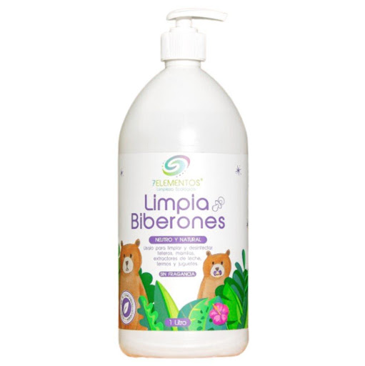 LIMPIA BIBERONES, 7 ELEMENTOS, SIN FRAGANCIA, 1 L 7 ELEMENTOS 1 LT x 1 Limpia Biberones Neutro y natural, Úsalo para limpiar y desinfectar:
Teteros, mamilas, extractores de leche, frutas, verduras, termos. vajillas y juguetes. Formulado con ingredientes de origen vegetal