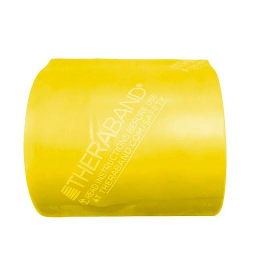Theraband Para Ejercicio Yellow Rollo Theraband UN x 4500 Banda de resistencia de nivel suave (color amarillo), diseñada para ejercicios terapéuticos, entrenamiento funcional y recuperación física. Ayuda a rehabilitar lesiones, mejorar la movilidad y fortale