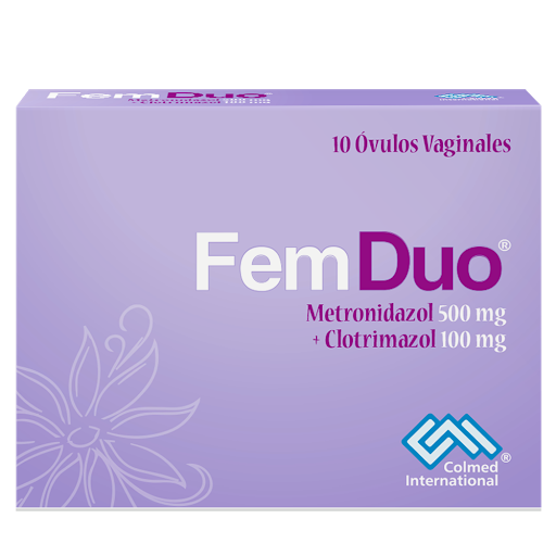 Femduo Metronidazol + Clotrimazol 500mg/100mg Colmed Caja x 10 Óvulos