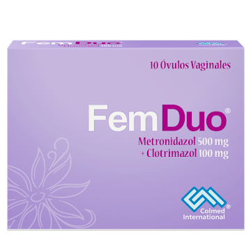 **FEMDUO 500+100MG X10 OVULOS VAG COLMED METRONIDAZOL+CLOTRIM  