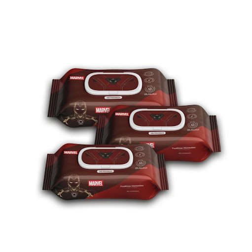 Pack x3 Pañitos Húmedos Marvel Cosmos Iron Man CMS Cosmos Flow-Packs x 80 Unidades undefined