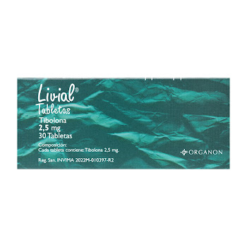 Livial Tibolona 2.5 mg MSD Caja x 30 Tabletas  