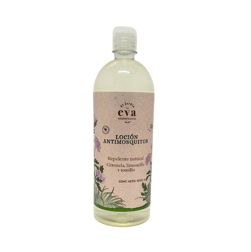 Repelente Natural con aceites esenciales de citronela, limoncillo y tomillo  X 1 lt El jardín de Eva  1000 ml  x 1  Nuestro Repelente Natural a base de aceites esenciales de Citronela, Limoncillo y Tomillo, te ofrece una protección eficaz para tu piel y el medio ambiente. Es un repelente de uso tópico y olfativo, q