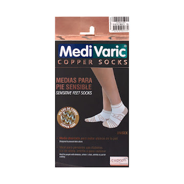 Tobillera Pie Sensible   Hilado Cobre Unisex Medivaric Negro S Caja x 1 Par  