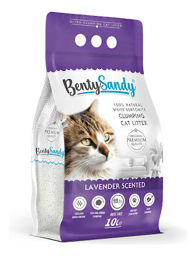 Arena Para Gatos Bentysandy Ultra Absorbente Y Ultra Aglomerante 100% Bentonita 10L/ 8,7Kg (Lavanda) BentySandy Papeleta x 1 La arena para gato BentySandy llega a la vanguardia con aromas o sin aroma para neutralizar los olores y el líquido directamente en contacto con la arena, lo que facilita la recolección. Proporciona 1