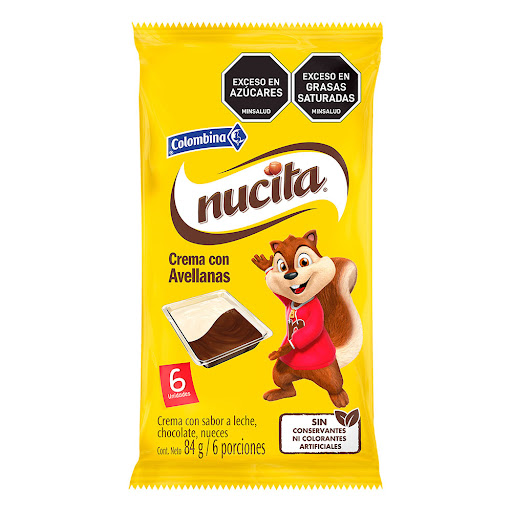 Crema Chocolate Nucita Bolsa Nueces Colombina 84 gr x 6 und