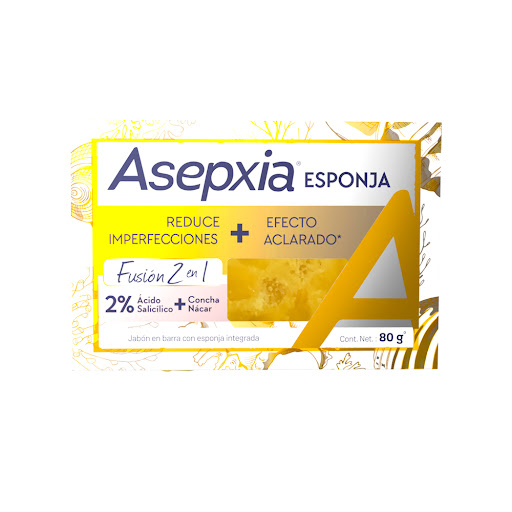 Jabón Asepxia Con   Esponja Integrada x 80 gr
