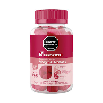 Gomas Farmatodo Vinagre de Manzana + Vitamina B9 + Vitamina B12 + Fibra Prebiótica x 60 und  