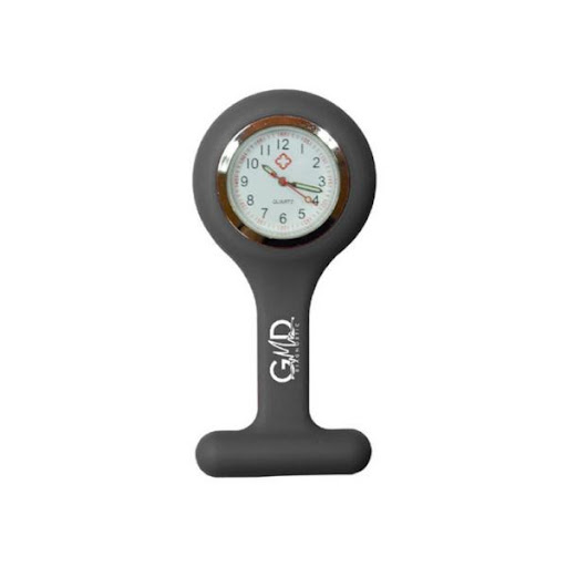 RELOJ GRIS GMD IMPORMEDICAL  x 1 Es un accesorio diseñado para profesionales de la salud, especialmente enfermeros y médicos. Su diseño colgante permite una lectura rápida y cómoda del tiempo, ideal para entornos clínicos. Cuenta con