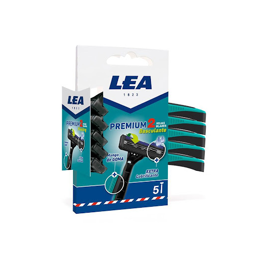 LEA Máquina de Afeitar Desechable Premium 2 Hojas LEA Frasco x 1 Maquinilla de dos hojas de acero inoxidable y con banda lubrificada con Aceite de Argán, Aloe Vera y Vitamina E para un mejor deslizado de la hoja. Hojas con geometría abierta para una fácil limpieza 