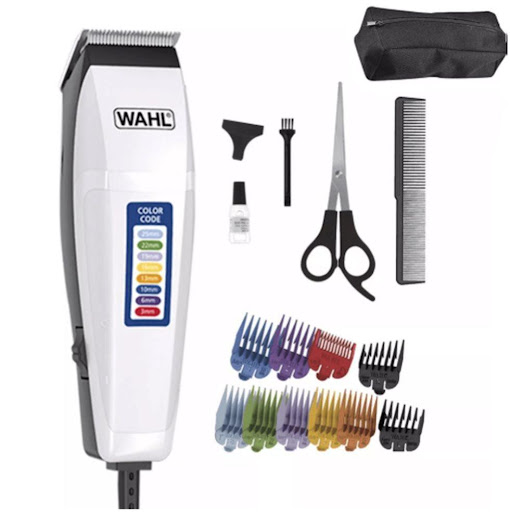 Cortadora De Cabello Wahl Color Code 17 Piezas WAHL Caja x 1 Con palancas de inclinación, ajustable con el pulgar.Elija fácilmente la longitud de corte correcta haciendo coincidir el peine de guía de color con la tecla de color en la podadora corte correcto con