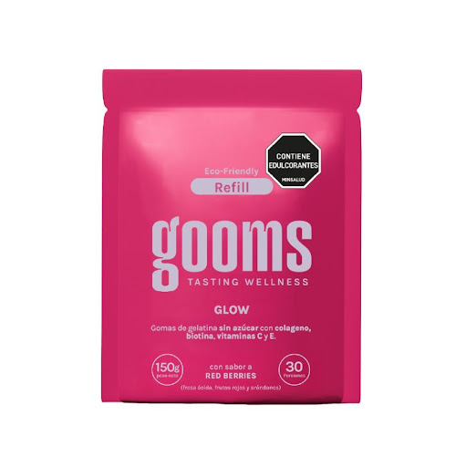 GOOMS Refill Glow  GOOMS Refill x 60 Nuestra fórmula diaria con biotina, colágeno, vitamina C y vitamina E — ingredientes que contribuyen a la salud del pelo, la piel y las uñas. Sin azúcar y con ingredientes naturales.
Para personas que