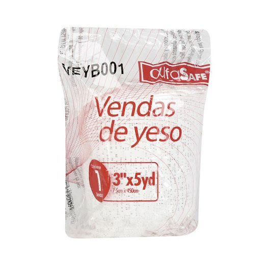 VENDA YESO 3X5 (PAQ X2) INTECMA 1 x 2 Esta venda de yeso está diseñada para inmovilización de partes corporales en casos de fisuras, heridas o fracturas. Su peso ligero y alta resistencia la hacen ideal para uso médico. Tiene un tiempo de